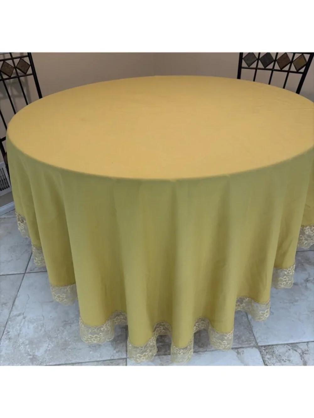 Vintage Harvest Gold Tablecloth Oval 66x110